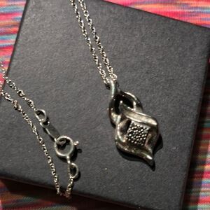 Vintage Blue And White Diamond Necklace Sterling Silver